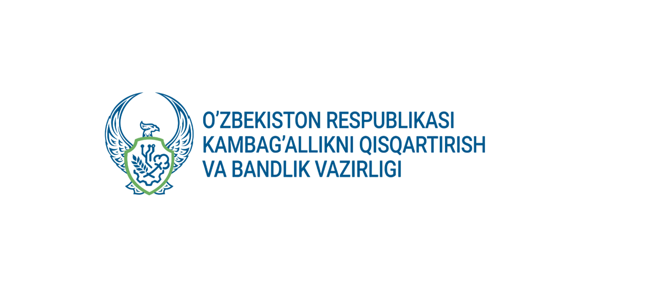 O'zbekiston Respublikasi kambag'allikni qisqartirish va bandlik vazirligi logotipi.